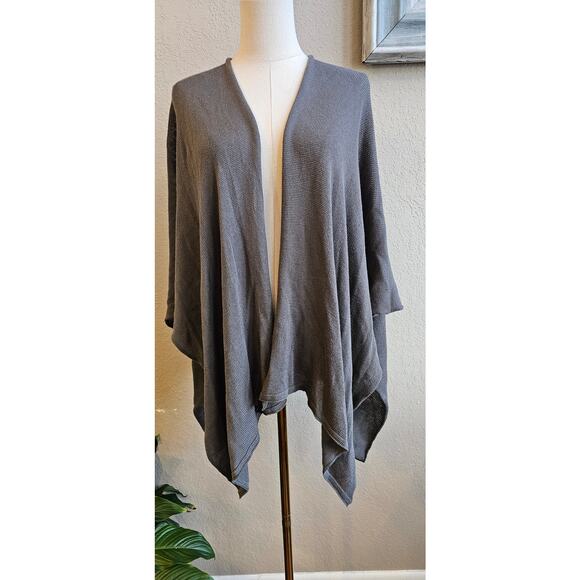 Wooden Ships Open Poncho Kimono Cardigan Sweater Women Size S/M Gray Knit Drapey - Picture 1 of 6